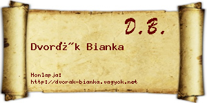 Dvorák Bianka névjegykártya